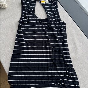 C&C California Black and White Striped Long Sun Dress